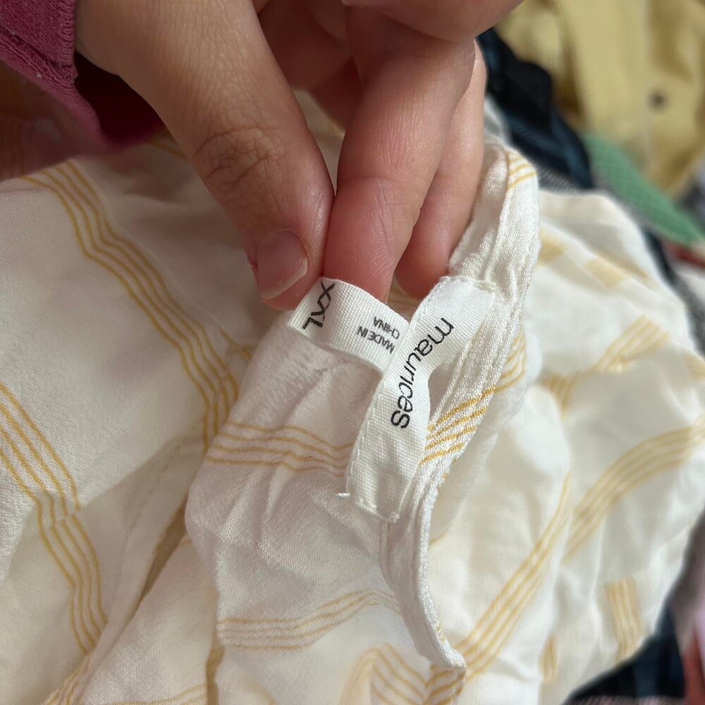 Maurices Women Size XXL Embroidery Bell Sleeve Top Yellow White Striped Boho - Picture 3 of 3